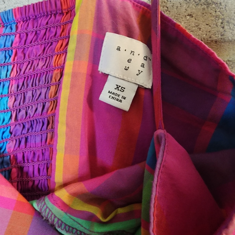 A New Day Plaid Colorful High-low Smocked Dress - Picture 7 of 8